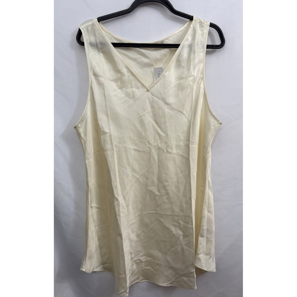 NWT Soft Surroundings Illampu Tank Top Womens Size 2X Ecru Ivory Satin